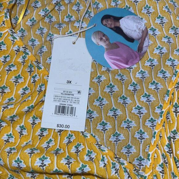 RHODE Crop Top Size 3XL Yellow Boho Prairie Coquette Hippie FLORAL DESIGNER NWT - Picture 8 of 11